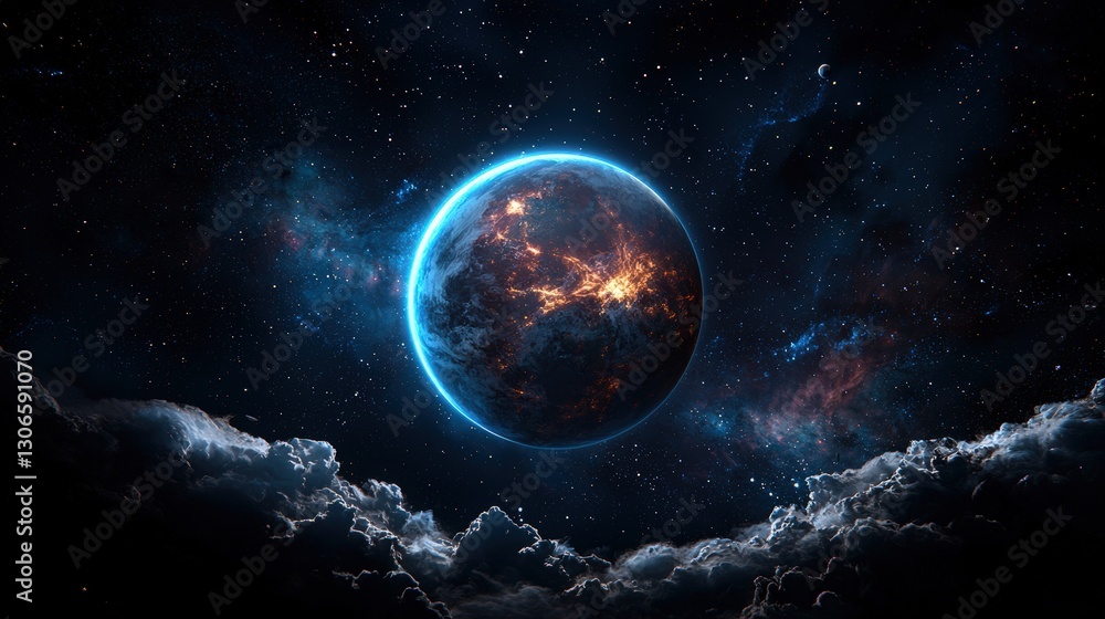 Obraz premium Earth in Cosmic Cloudscape