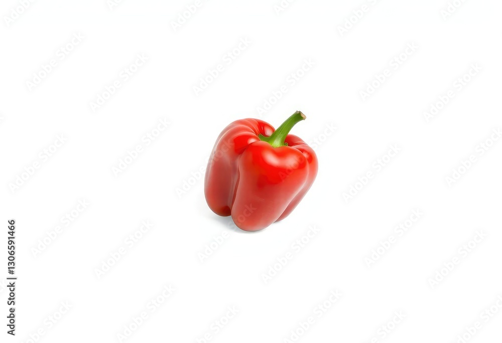 Single vibrant red bell pepper, isolated on pure white background, paprika, studio shot Single vibrant red bell pepper, isolated on pure white background, paprika, studio shot