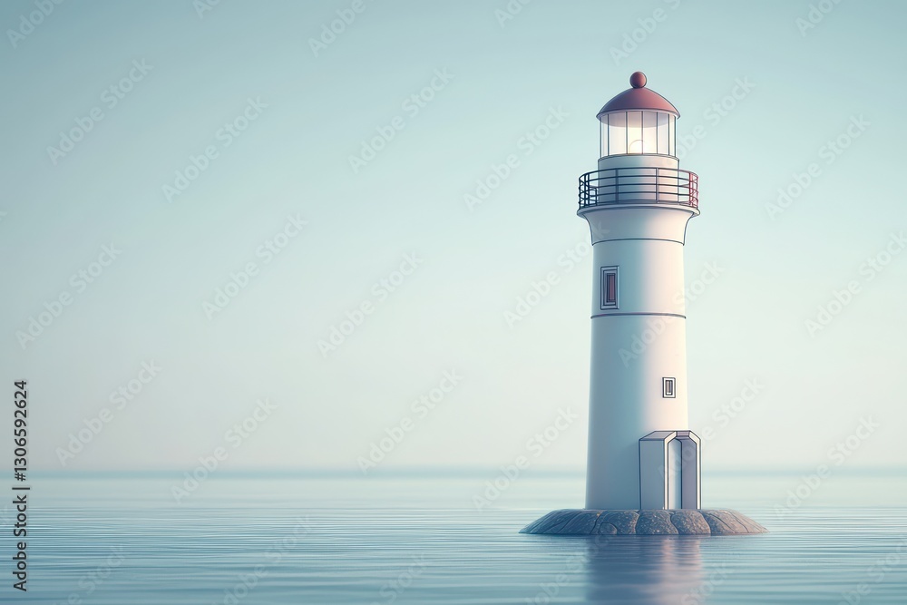 Guidance visuals with clean, modern 3D glyph lighthouse icon. Guidance visuals with clean, modern 3D glyph lighthouse icon.