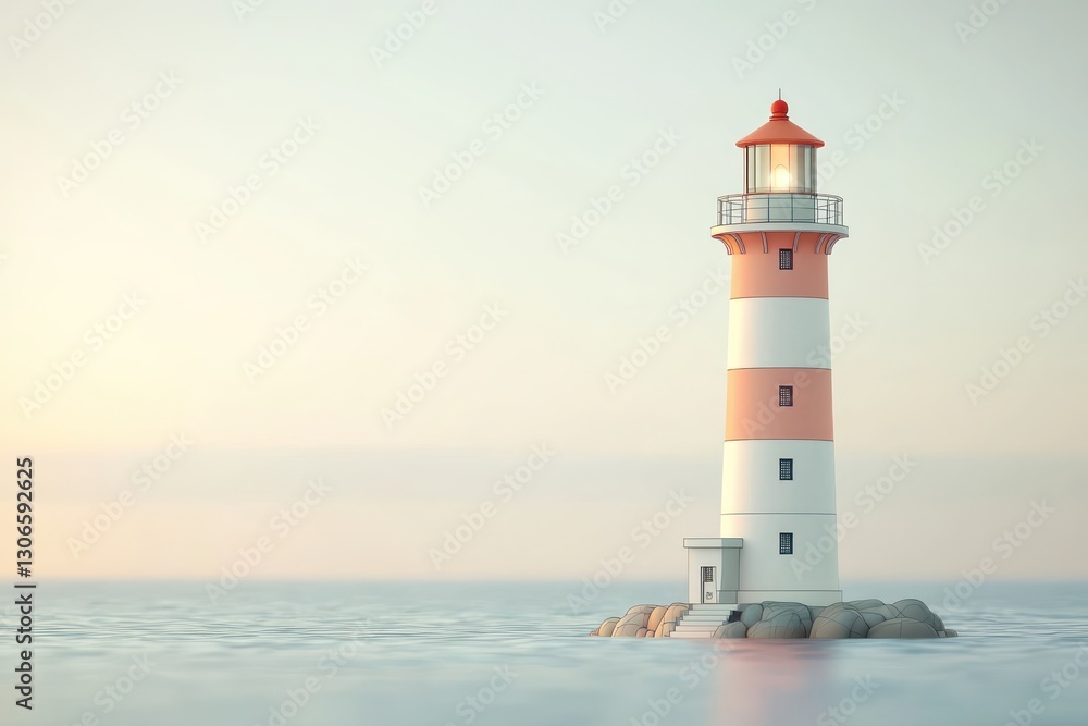 Clean, abstract 3D glyph icon of a lighthouse for guidance. Clean, abstract 3D glyph icon of a lighthouse for guidance.