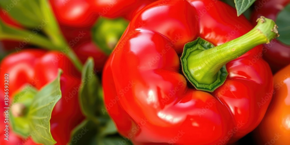 Vibrant red bell pepper, glossy skin, perfect shape, bell pepper, shiny Vibrant red bell pepper, glossy skin, perfect shape, bell pepper, shiny