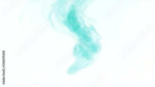 Slowly coming from the top of a celadon watercolor smoke, abstractly on a white background.
