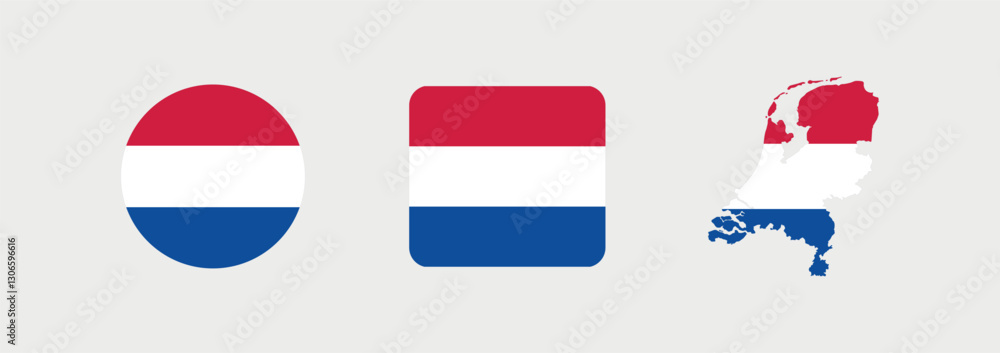 Obraz premium Vector Netherlands National Flag icon collection. Flag set of Netherlands various styles.