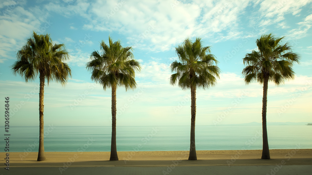 Obraz premium Palm trees in summer on a beach.