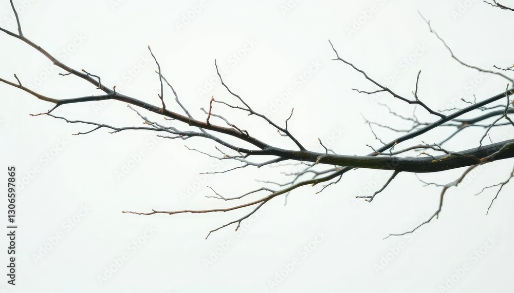 Bare, intertwined branches isolated against a pure white backdrop, botanical, detail Bare, intertwined branches isolated against a pure white backdrop, botanical, detail