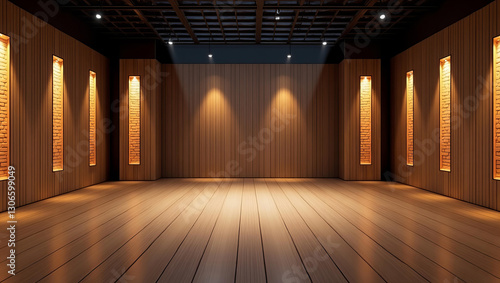 Fototapeta Naklejka Na Ścianę i Meble -  Background for wooden TV studio 3d rendering