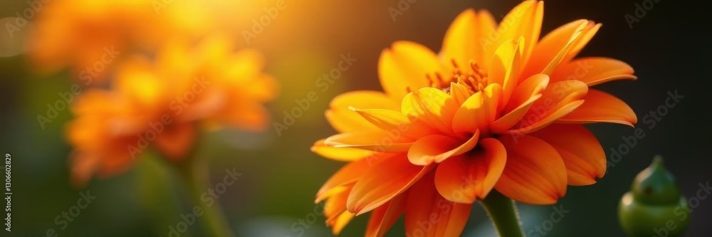 Obraz premium Sunlit orange dahlia petals, soft light, smooth surface , photography, botanical