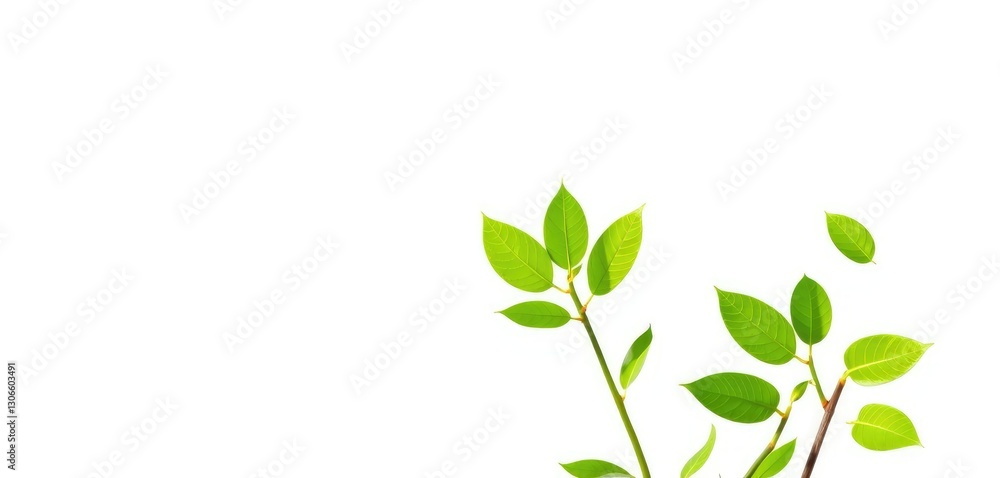 Single vibrant green plant, isolated on pure white, growth, botany Single vibrant green plant, isolated on pure white, growth, botany