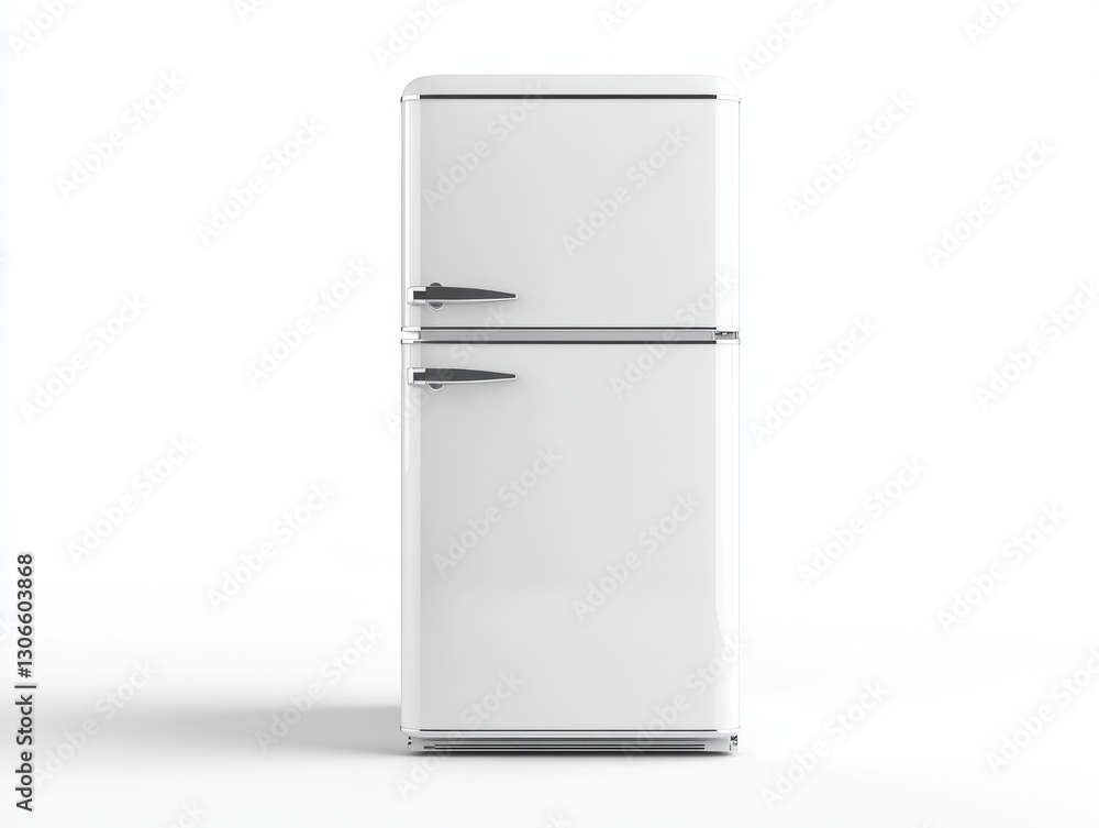 Classic white refrigerator standing against a neutral background Classic white refrigerator standing against a neutral background