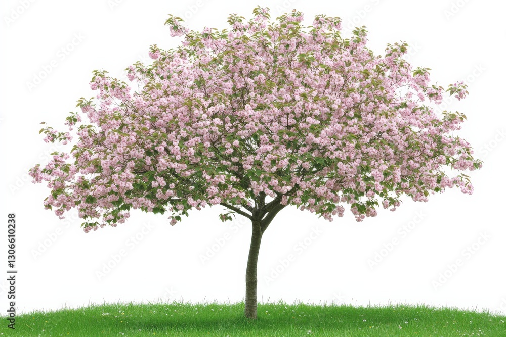 Obraz premium Pink Cherry Blossom Tree Spring Bloom Isolated.