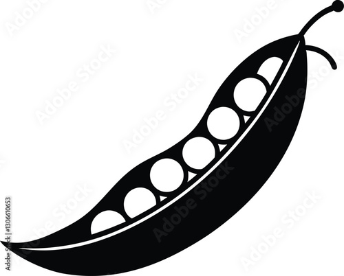 Black and White silhouette of a pea icon. Pea Vector Icon Design