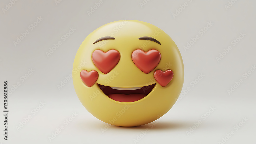 Fototapeta premium A Heart Eyes Emoji 3D – Love, Romance & Happiness Icon in High-Quality