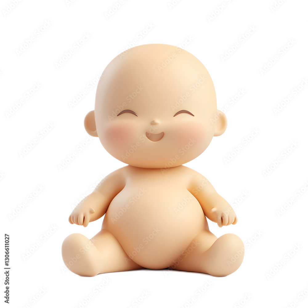 Fototapeta premium Adorable 3D Rendered Baby Symbol Emoji Isolated on White Background