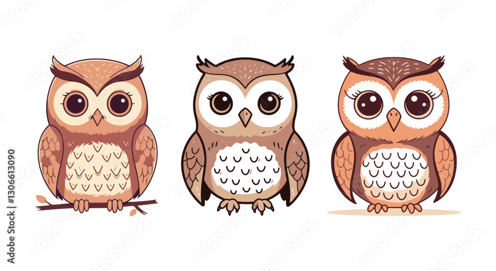 Fototapeta premium Cute Owl Character Vector Illustration