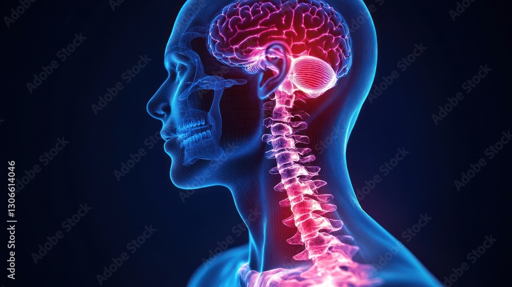 Human Brain & Spine Anatomy for 3D Render. Human Brain & Spine Anatomy for 3D Render.