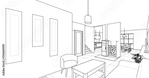  residential architecture interior 3d rendering