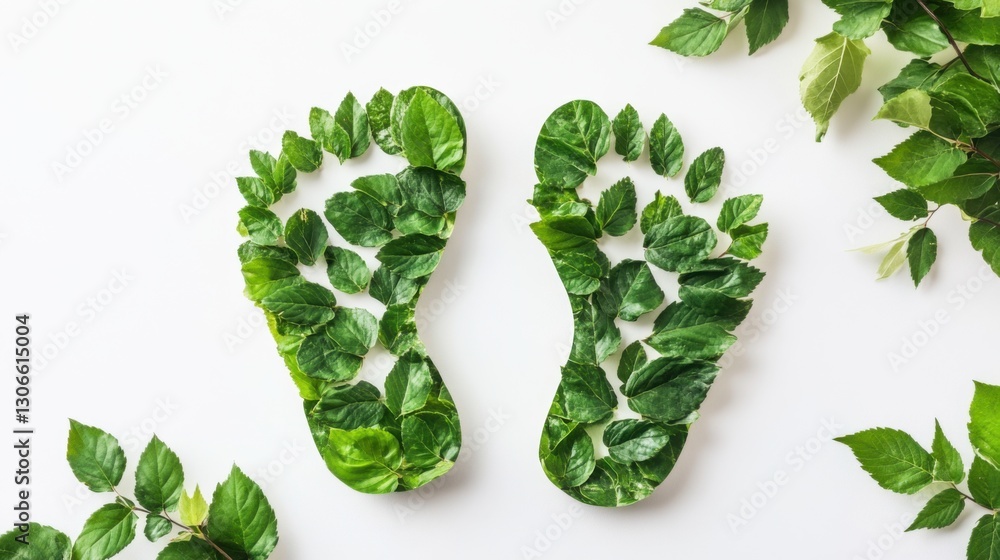 green leaf footprint on white background green leaf footprint on white background