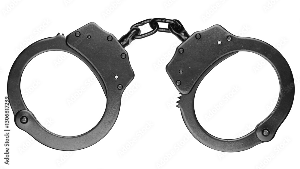 Classic black chain handcuffs isolated Classic black chain handcuffs isolated
