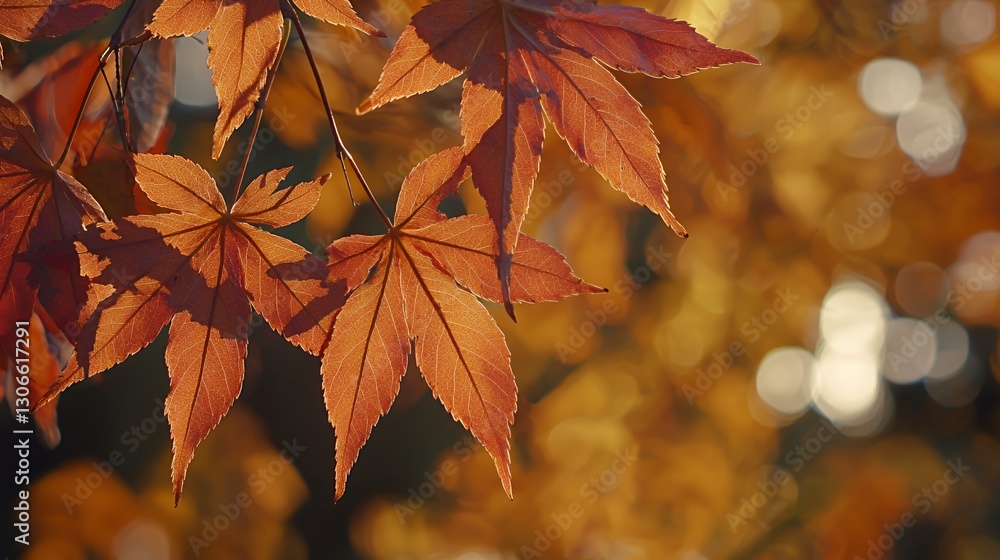 Red and Orange Maple Leaves in Autumn Sunlight Red and Orange Maple Leaves in Autumn Sunlight