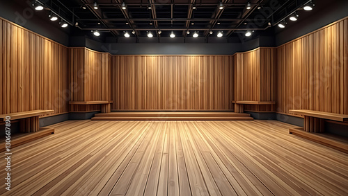 Background for wooden TV studio 3d rendering