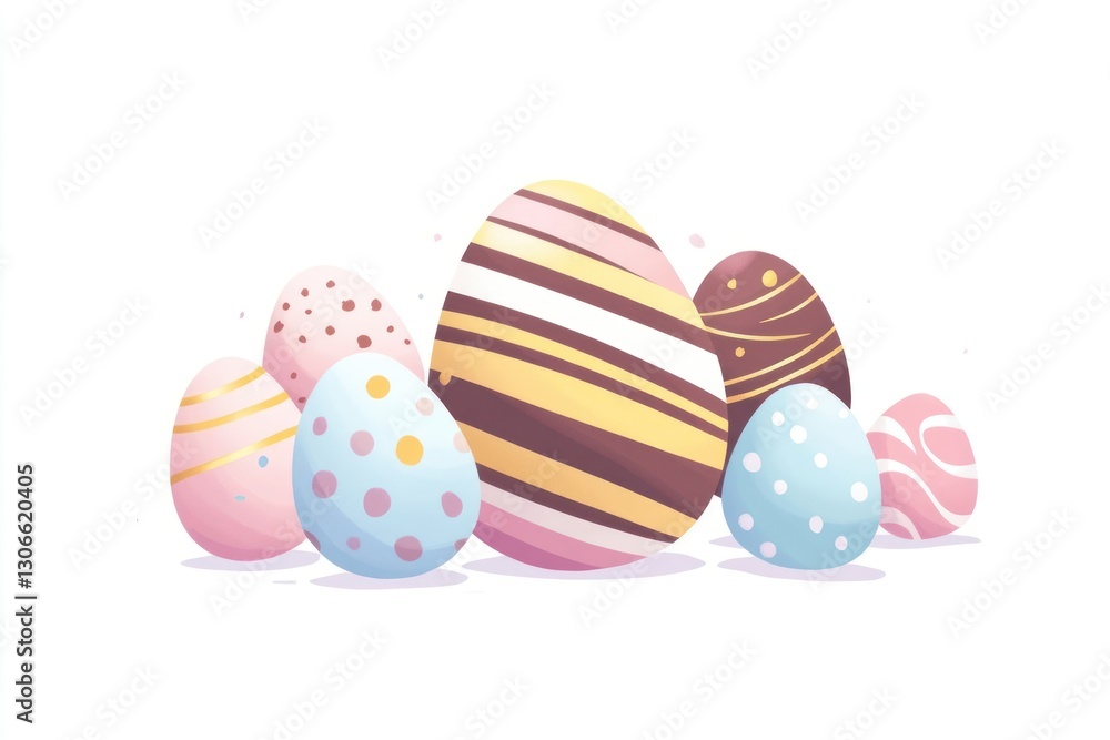 Easter eggs in different colors and shapes striped easter design. Easter eggs in different colors and shapes striped easter design.
