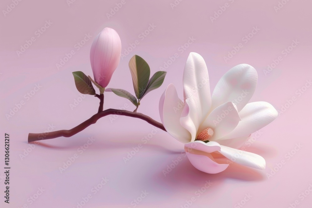 Fototapeta premium 3d Magnolia magnolia blossom flower.