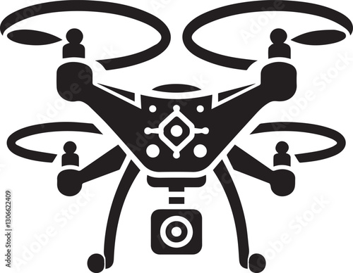 black Drone silhouette vector, Drone vector illustration, Drone logo vector, Drone silhouette vector isolated on white background