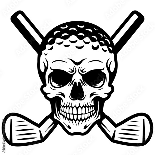 Golf Skull | Golf Ball | Club & Ball Sport | Golf Player | Golf Tournament | Dead Golfer | Golfer Club | Golfers | Original Illustration | Vector and Clipart | Cutfile and Stencil