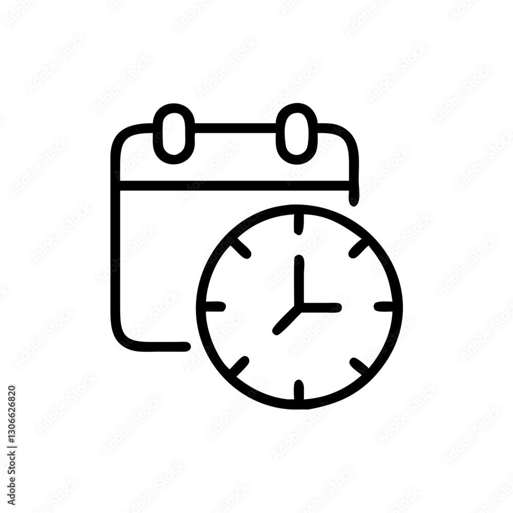 Minimalist illustration of a calendar and clock representing time management and scheduling Minimalist illustration of a calendar and clock representing time management and scheduling