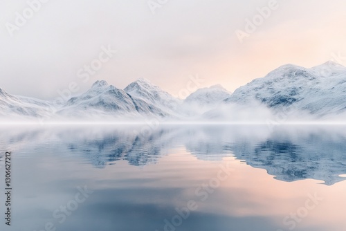 Wallpaper Mural Misty Mountain Reflection in Winter Lake Torontodigital.ca