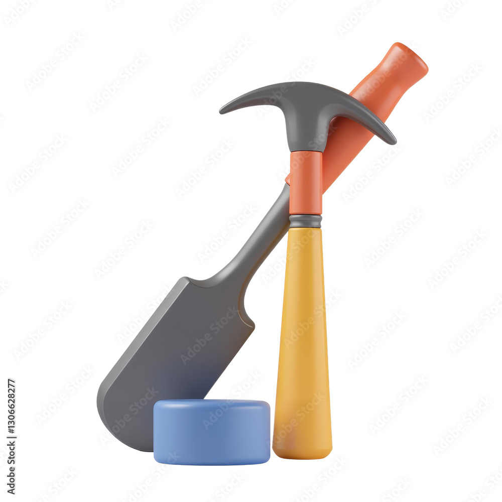 Children's Play Tools Trowel and Hammer Set with Blue Cylinder Children's Play Tools Trowel and Hammer Set with Blue Cylinder