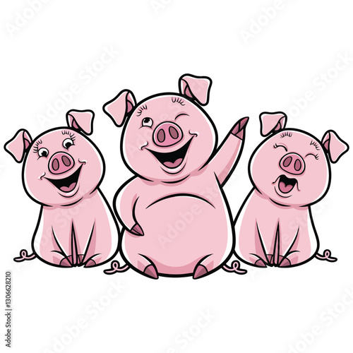 Minimalist Domestic Pig Vector Art.