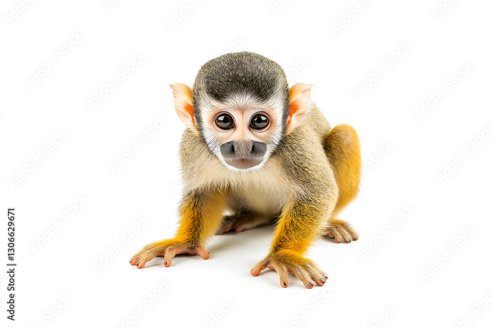 Obraz premium Black-capped squirrel monkey isolated on white background.