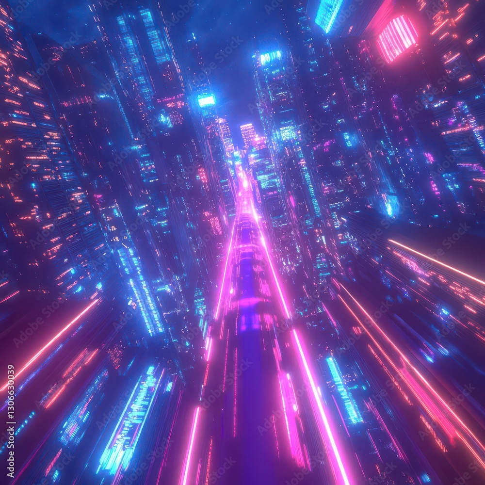 Imagine a cybernetic metropolis made of pure energy, glowing with vibrant neon hues at an angled perspective Imagine a cybernetic metropolis made of pure energy, glowing with vibrant neon hues at an angled perspective