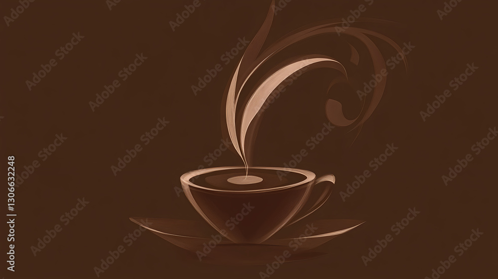 Obraz premium Brewing coffee artistic illustration of a cup modern design warm tones minimalist environment