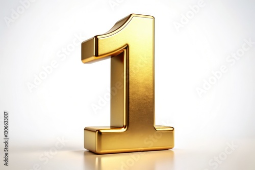 Golden Number One, 3D Digit, Luxury 1, First Place, Award, Celebration, Gold Number, Isolated Background, Premium, Elegant, Shiny,  Metallic,  Number One Illustration.