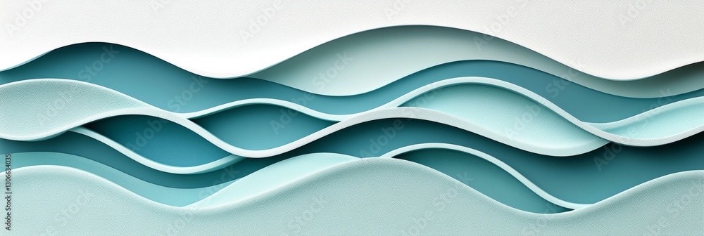 Fototapeta premium Minimalist 3D Wave Pattern Background, Monochromatic Pastel Blue Gradient, Elegant Abstract Design