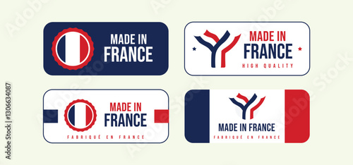 Made in France labels and icons set. France Made icons, stickers, and labels set. French Product Stickers. Vector illustration.