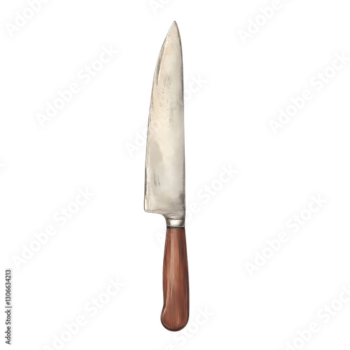 Chef's Knife Displaying Dull Blade with Wooden Handle