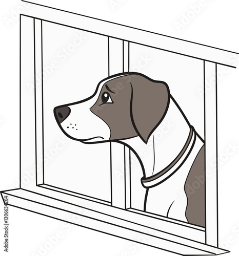 Dog peers wistfully through a window