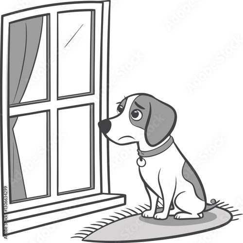 Lonely Dog Gazing Out Window