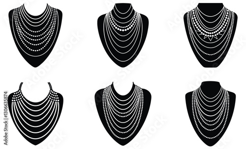 Multi-Layer Necklace silhouette vector