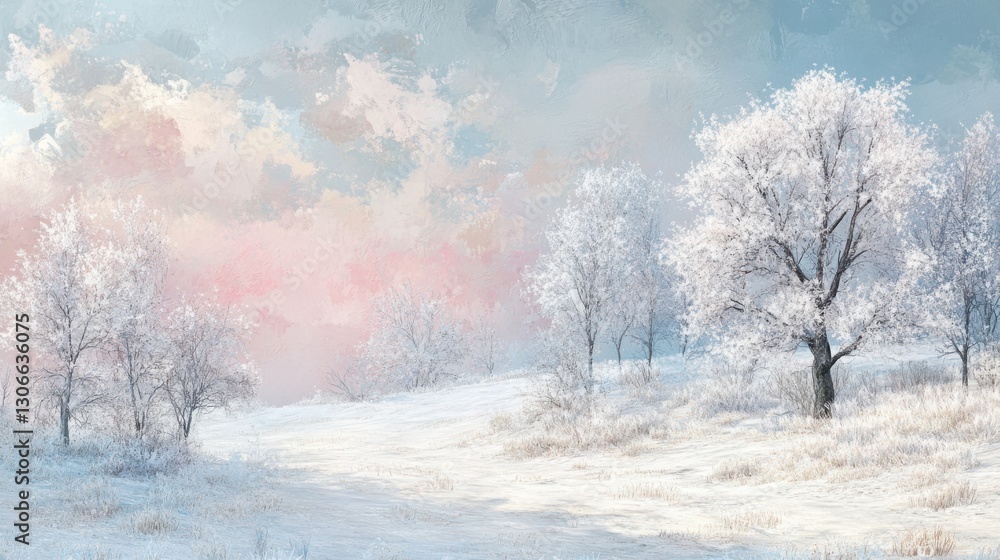 A tranquil winter wonderland, an untouched snowy A tranquil winter wonderland, an untouched snowy