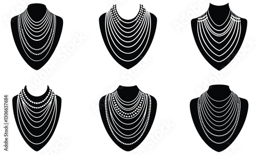 Multi-Layer Necklace silhouette vector