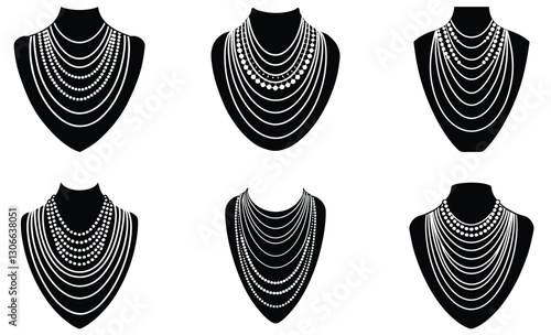 Multi-Layer Necklace silhouette vector