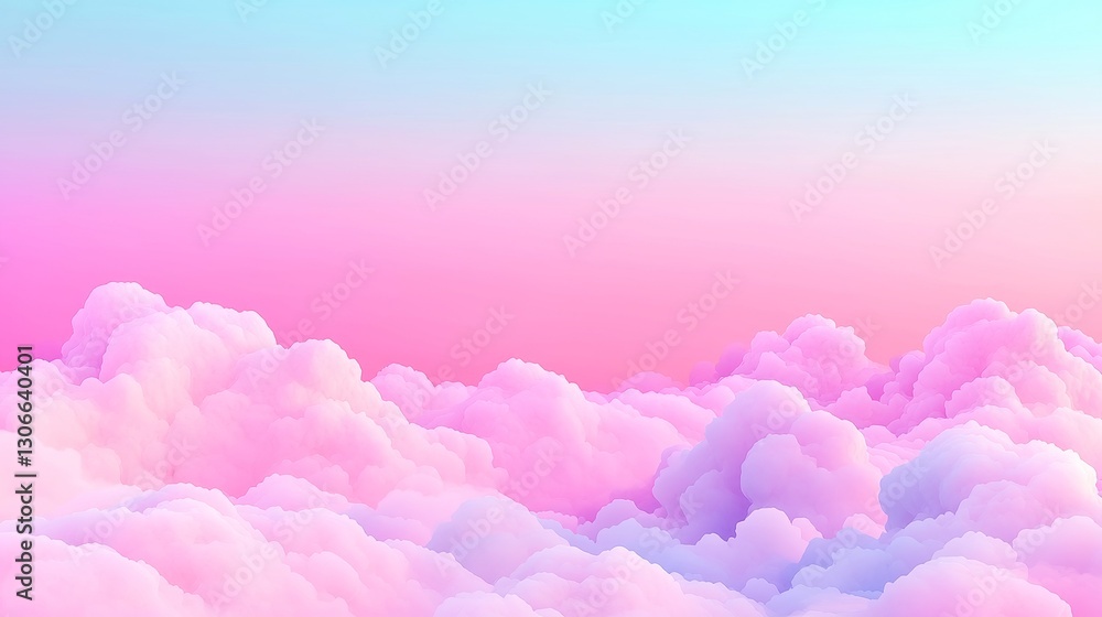 Fototapeta premium Kawaii Pastel Clouds Pattern, a seamless design featuring dreamy soft hues, cute shapes, and whimsical elements, perfect for cheerful backgrounds and playful themes.