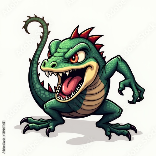 an image of a cartoon green dragon with a sharp sharp tooth, there is a cartoon dragon with a big mouth and sharp teeth photo