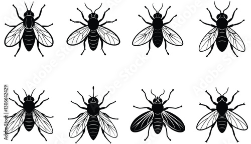 Fly vector shilhouette bundle Set Icon .