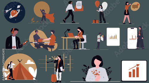 14 business people icons and Illustrations. vector, business.