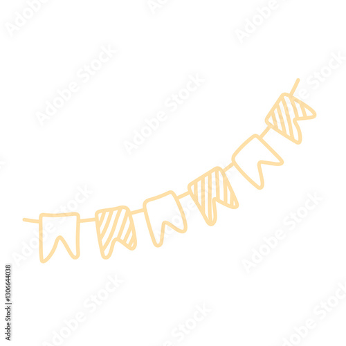 Colorful handraw doodle cartoon flag on the birthday party, graduation, ceremony vector illustration.